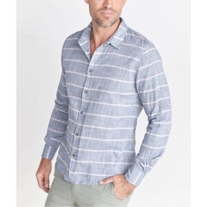 Marine Layer Blue and White Striped Casual Button Down Shirt